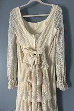 Vintage Lorrie Deb Dress Sz 19/20 Champagne Color Lace Ruffles