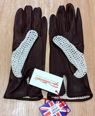 Ungetragene Deadstock Pittards Of Yeovil dunkelbraune Lederhandschuhe mit Stringrücken 7,5