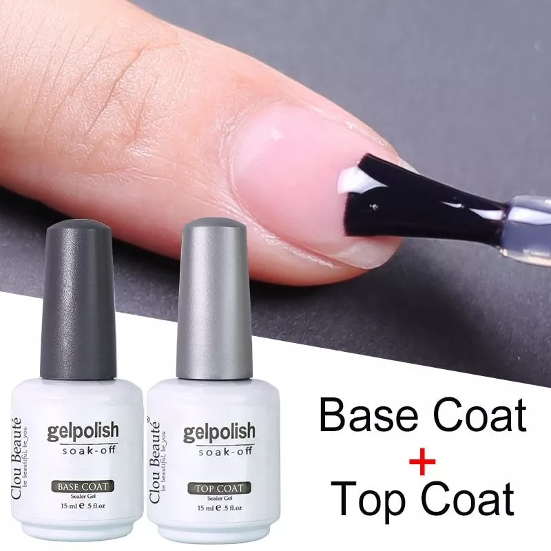 Uv Gel Nail Polish Set Base Coat Top Coat Crystal Top Coat - Temu