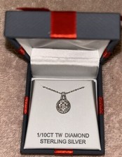 Ladies 1/10 CT TW diamond sterling silver necklace new in box