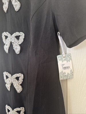 beaded bows bernadette mini dress Vivienne Silver Paillette Mini Dress with Scalloped Hem and Detachable Bow Belt 2 main image 0