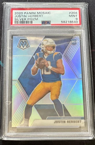 2020 Mosaic Silver Prizm Justin Herbert PSA 9 RC #204
