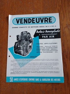 PROSPECTUS TRACTEUR MOTEUR VENDEUVRE PROSPEKT TRAKTOR TRACTOR BROCHURE