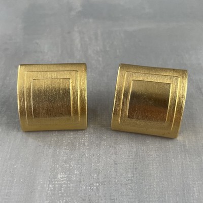HELENA RUBINSTEIN Paar quadratische und goldene Ohrringe Vintage mit Clips