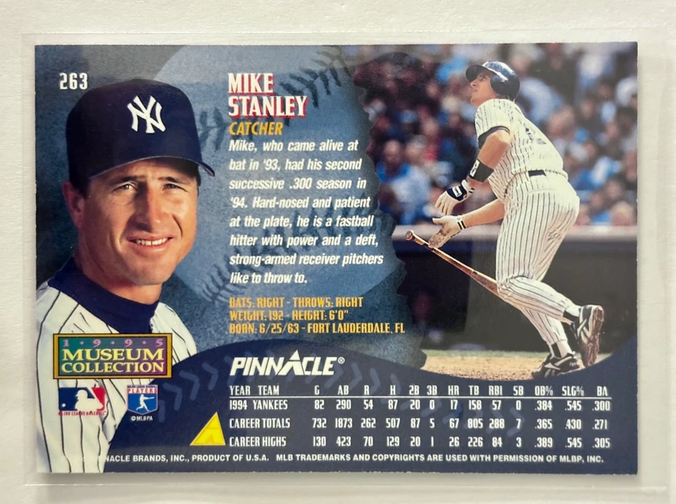 1995 Pinnacle - Mike Stanley #263 Museum Collection NY Yankees Catcher - Image 2 of 2