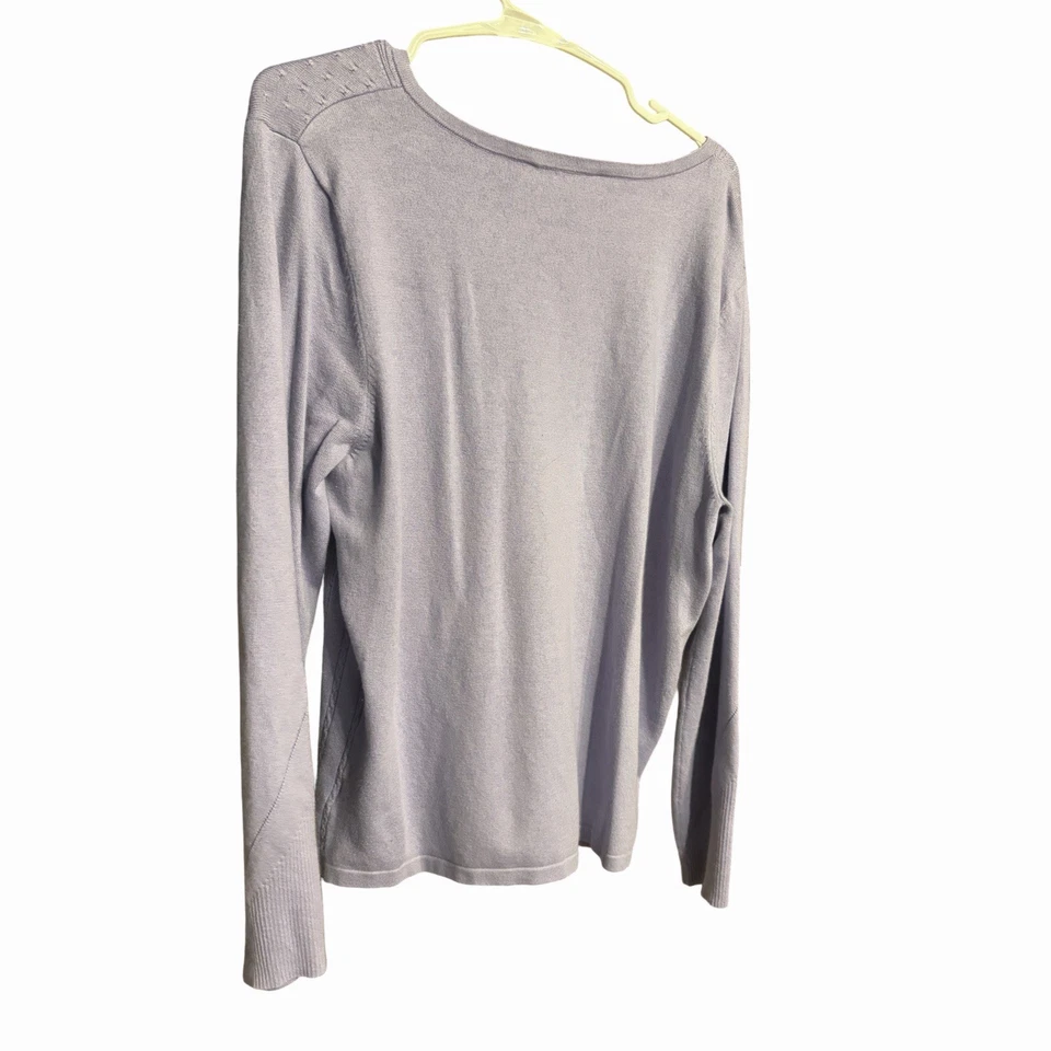 Pendleton Women’s Size XL Silk And Cashmere Blend V Neck Lavender Sweater - Image 3 of 4