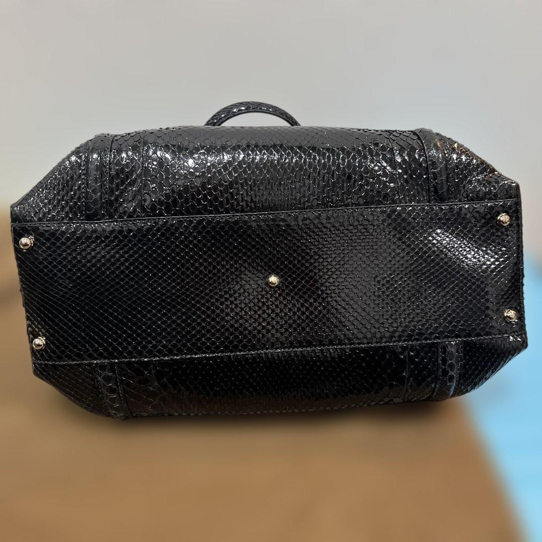 GUCCI Leather Tote Bag Python Pattern Gold Hardwa… - image 10
