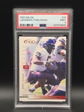 LADAINIAN TOMLINSON 2001 SA-GE #44 HOF ROOKIE CARD PSA 9. rookie card picture