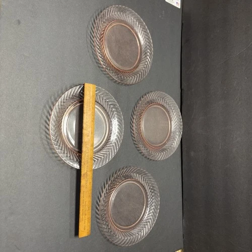 4/ Vintage Arcoroc Depression - plates Salad 6-7/8” Pink Swirl