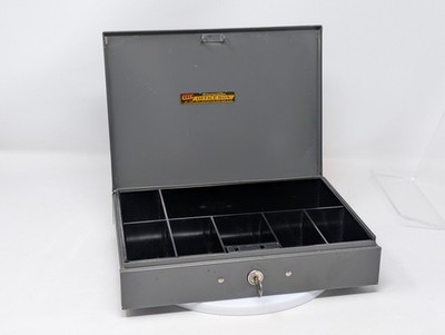 Vintage ASCO Art Steelmaster Petty Cash Steel Office Box Removable Tray *No Key