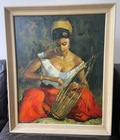 Vintage Basket Maker Framed Print Robert Van Cleef  60s 56 x 46cm tretchikoff