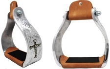 Horse Saddle Stirrups Western Aluminium Twisted Engraved Rhinestone Cross 51189