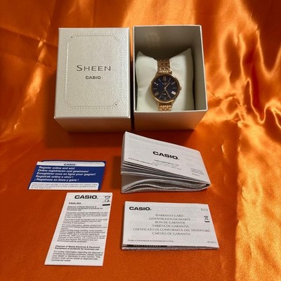 CASIO SHEEN she3066 Analog Watch Gold / Navy Excellent