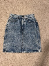 Vintage Chic Stone Washed Maxi Denim Skirt Made in USA Size 9