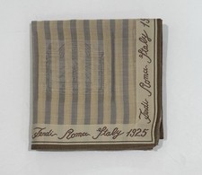 FENDI HANDKERCHIEF MEN'S COTTON Striped Gray Brown POCKET SQUARE 18  