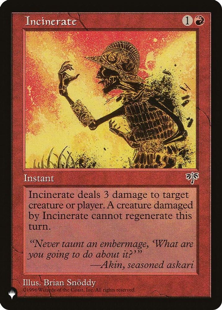 2026 Magic: The Gathering: LIST - Incinerate (#MIR-184, Common, Near Mint)