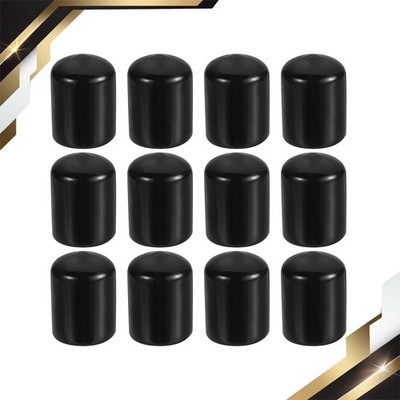 12 Pcs 3/4'' ID Round Rubber End Caps Flexible Rubber Bolts Covers Caps Black