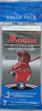 2013 Bowman Platinum Baseball Factory Sealed Value Pack (3 Packs Plus 3 Purple)