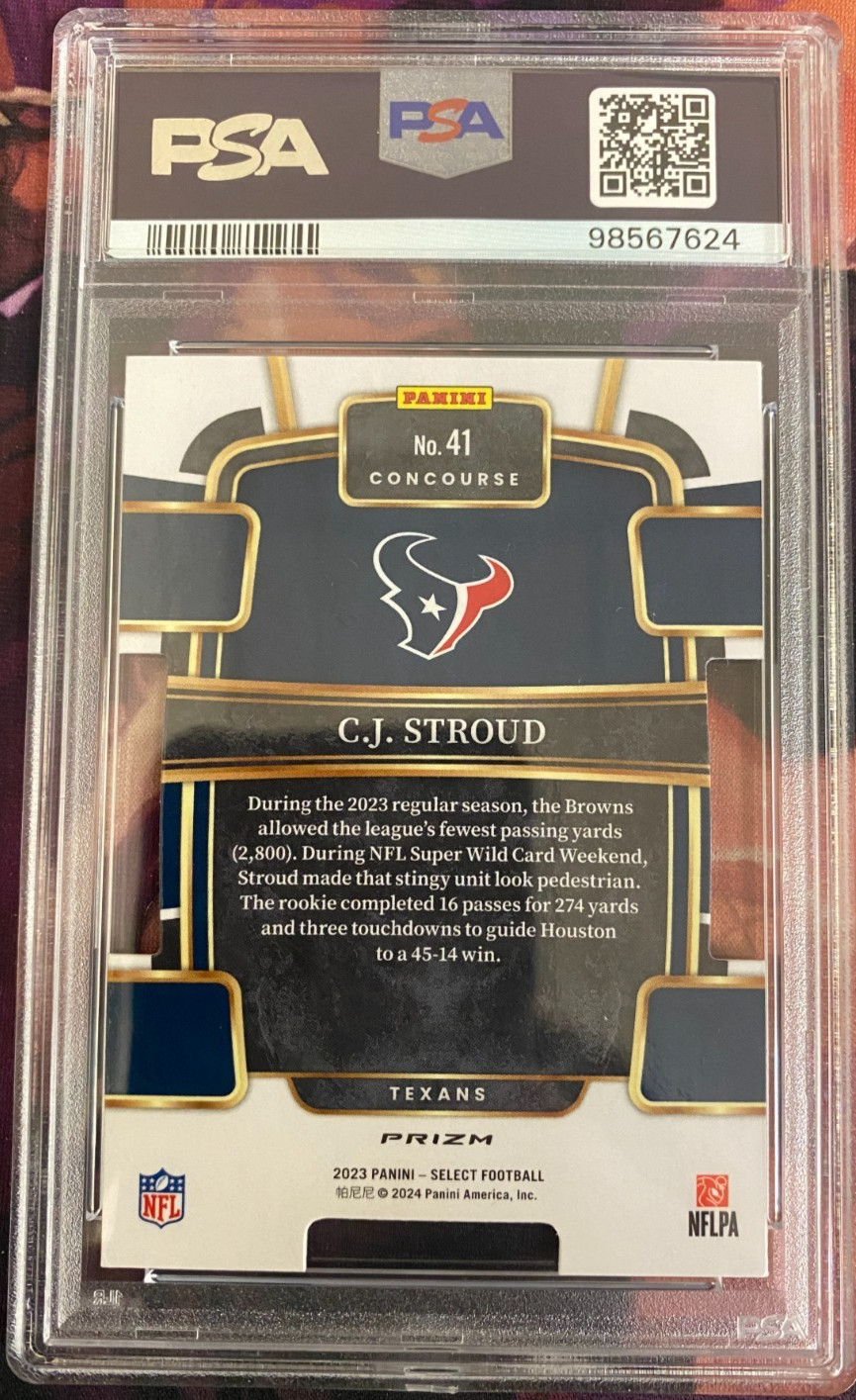 2023 SELECT, CJ STROUD (RC) #41 DIE CUT SILVER PRIZM PSA MINT 9 view 4