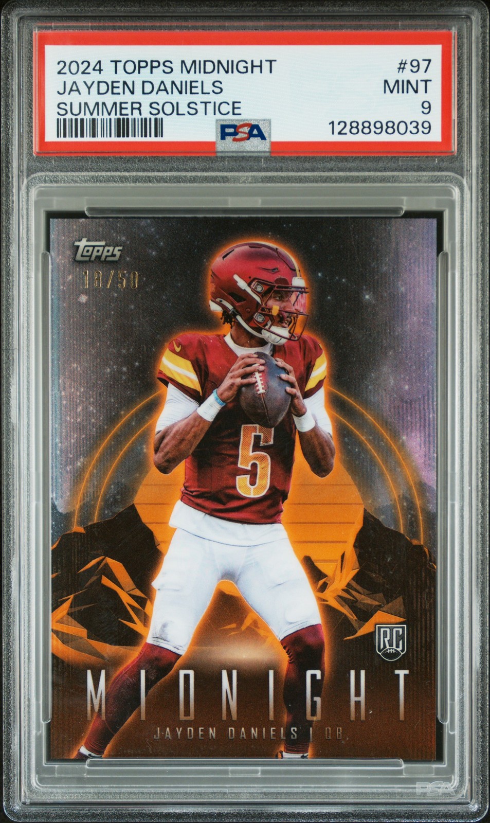 2024 TOPPS MIDNIGHT SUMMER SOLSTICE #97 JAYDEN DANIELS 18/50 PSA 9