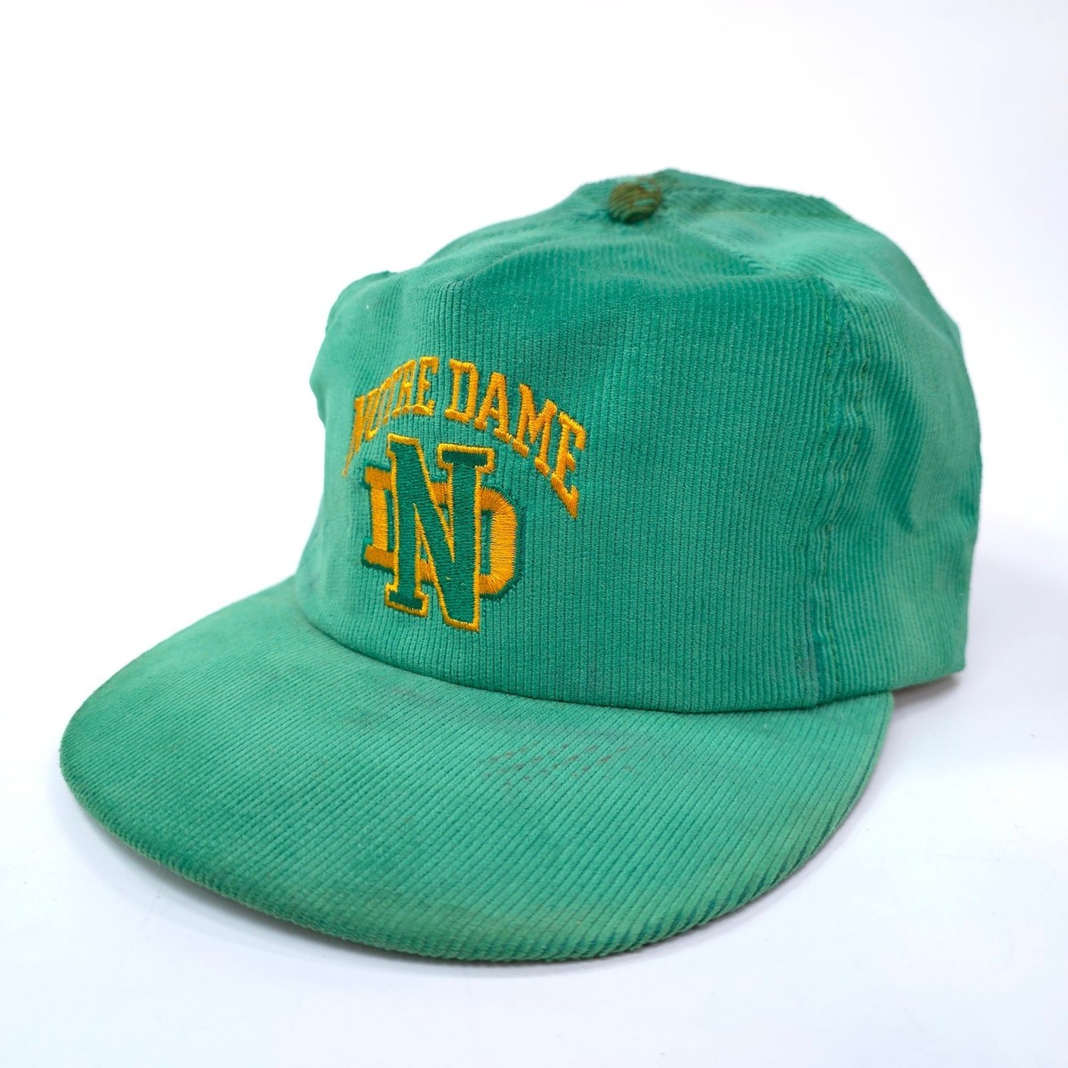 Vintage Notre Dame Fighting Irish Corduroy Snapback Hat Cap 2+