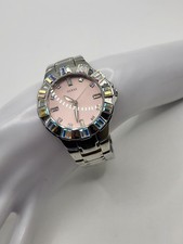 Guess Watch Waterpro Pink Face AB Crystals Stainless Steel Excellent Condition