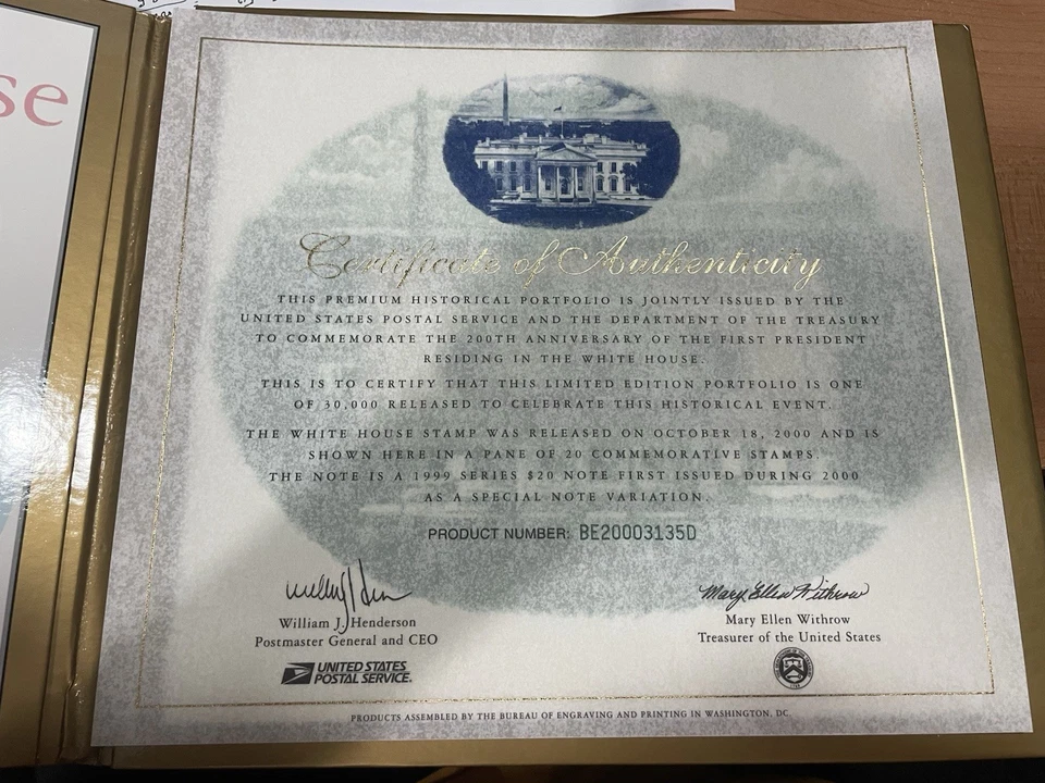 200th Anniversary White House Premium Historic Portfolio 20$ Bill With Stamps - Image 2 of 4