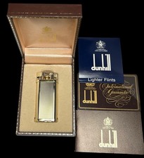 Vintage Dunhill Unique Lift-Arm Lighter Complete Booklets Box Flint Wheel Stuck