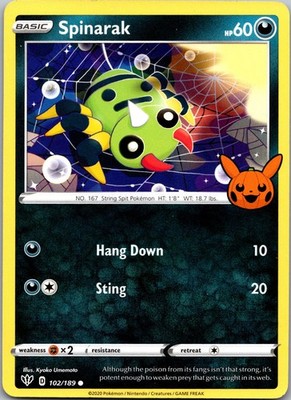 Spinarak 102/189 Promo Trick or Trade BOOster Pokemon Near Mint