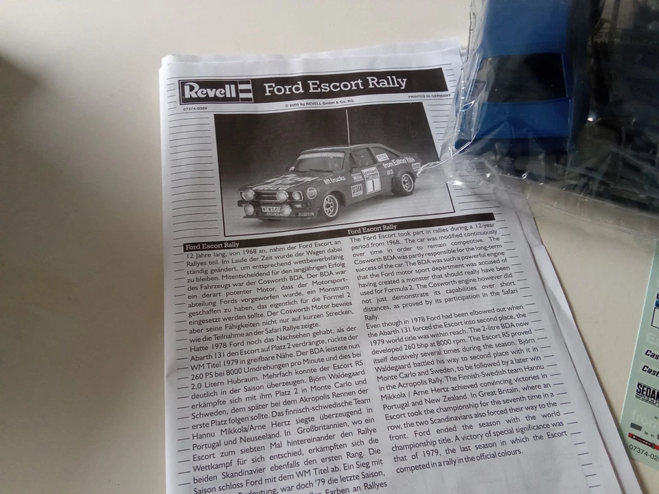 REVELL #07374 1/24 KIT MAQUETTE a MONTER  FORD ESCORT RALLY  NEUF SACHET FERME - Photo 4/4