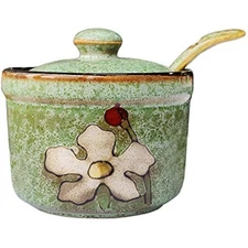 Ceramics Retro Flower Sugar Salt Pepper Storage Jar Seasoning Pot with