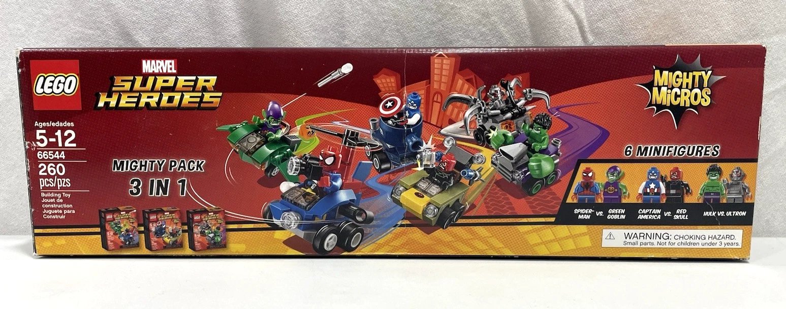 Lego 66544 Marvel Superheroes 3 In 1 Spiderman, Hulk Captain America, Red Skull