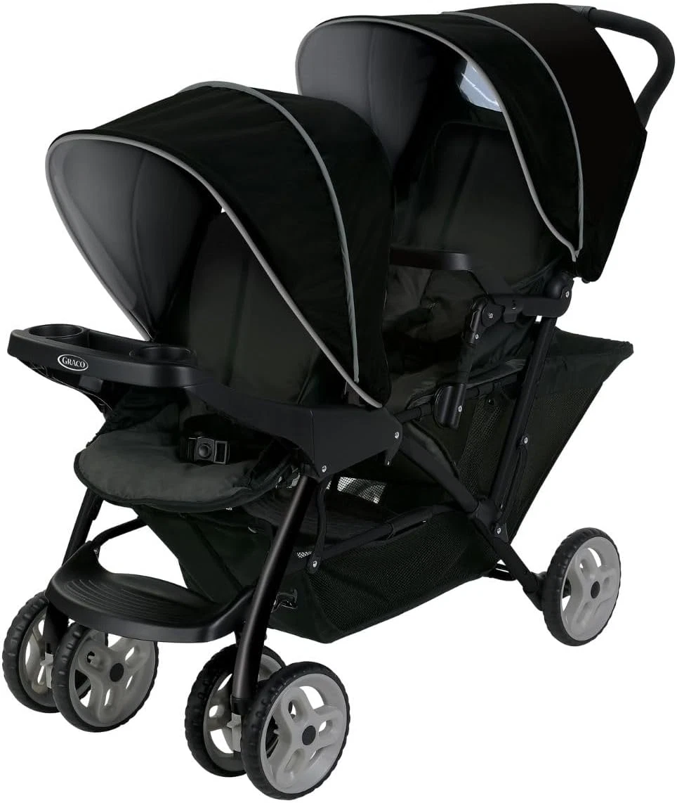 Stadium Duo Tandem Pushchair Double Pram Car Seat Compatible Black/Grey