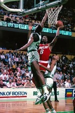 Walter Berry Houston Rockets shoots v Boston Celtics played in 198- Old Photo
