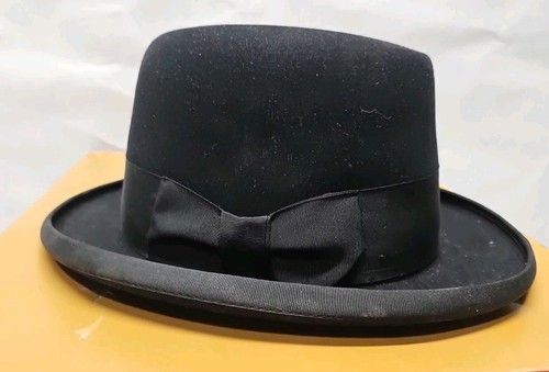 Stetson Royal Deluxe Black Fur Felt Men's Homburg Hat.Sz 7 1/4 W/ Box Excellent - Picture 1 of 9