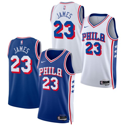 Unisex Philadelphia 76ers LeBron James Royal/White Custom Stitched - S to 4XL