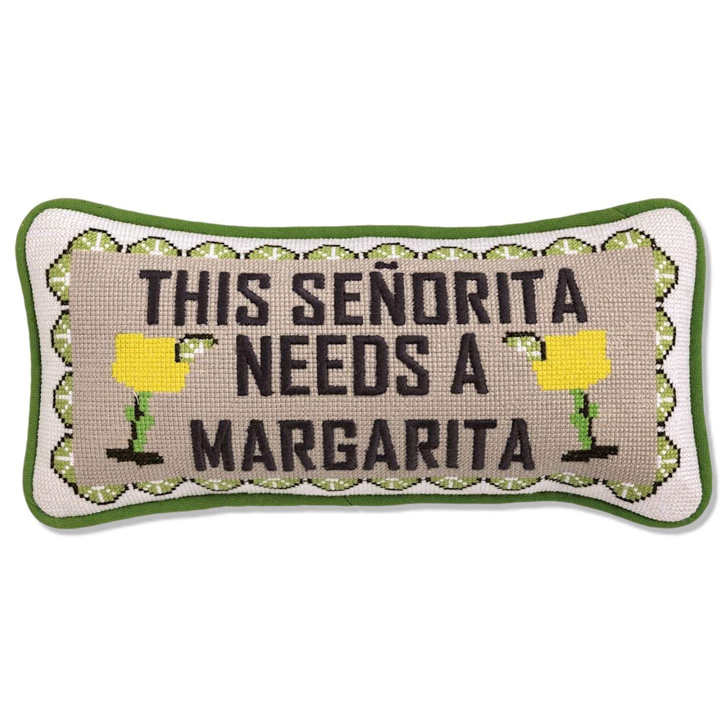 This Señorita Needs a Margarita Needlepoint Accent Pillow