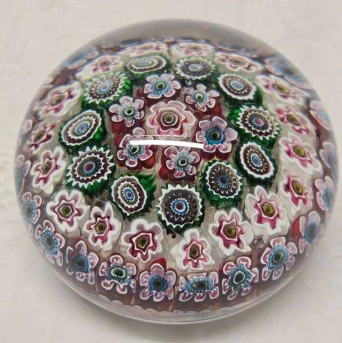 Vintage Murano Millefiori Floral Art Glass Large Paperweight Boho Chic Summer