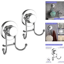 2-Pack Suction Cup Hooks for Shower Bathroom Kitchen Glass Mirror Tile Rustpr...