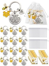 12Set Bee Gifts for Women Bee Keychain with Cards Inspirational Cute Honey Ke...