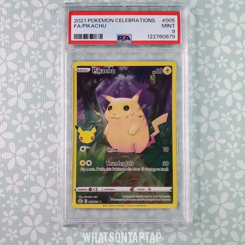Pokemon Card Pikachu 005/025 Ultra Rare Sword Shield Celebrations Stamped PSA 9