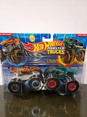Hot Wheels Tiger Shark Vs Mega Wrey 1:64 Demolition Monster Trucks