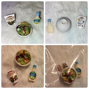 1:12 scale Miniatures dollhouse minis- Salad bowl, Ranch dressing, crouton bag.