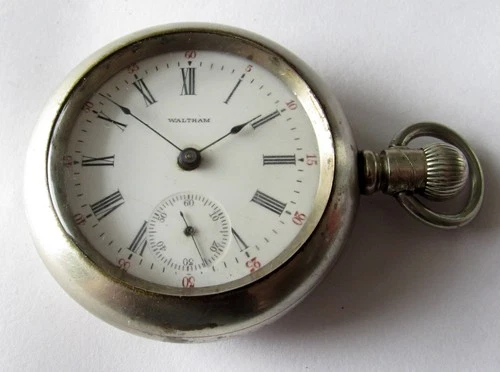 Antique Waltham Pocket Watch 18 size 7 jewels Silverode case RUNS