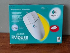 Vintage New - Logitech First Mouse 3-Button PS/2 -with Serial Port Adaptor 1455