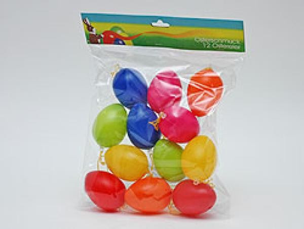 12Er Pack Ostereier Mit HäNger Bunt Aus Kunststoff - 6 Cm-image