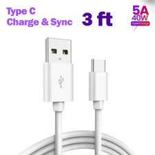 USB Type C Data Cable 5A Fast Charging USB-A to USB-C Charger Cord for Phone