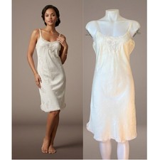 Vintage Silk Blend Nightgown Slip Dress Cream Small Coquette Bridal Balletcore