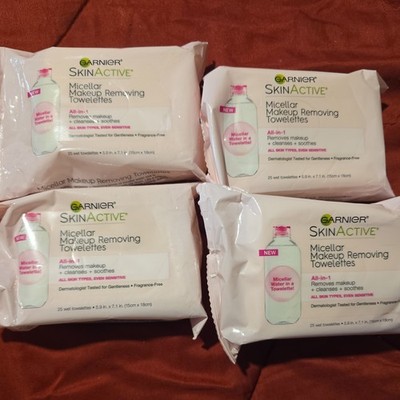 4~Garnier SkinActive Micellar Makeup Removing Wet Towelettes 25CT Sealed Retired