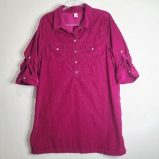 Old Navy Red Corduroy 3/4 Roll Tab Sleeve Western Boho Tunic Blouse Dress XL